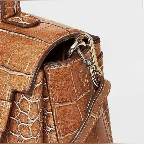 Crocodile Print Mini Top Handle Crossbody Bag - A New Day Brown - Picture 4 of 7